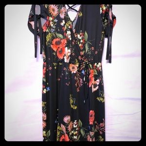 Ankle length black floral dress from Maurice’s